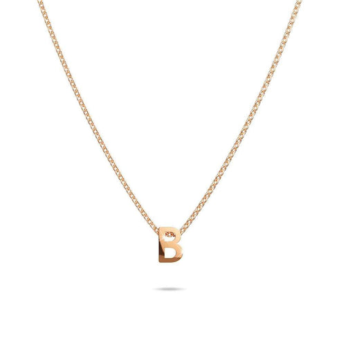 Initials Brick Alphabet Letter Necklace Rose Gold Layered Steel Jewellery